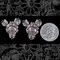 Antiqued Silver Plated Brass Full Flowering Rose Three Ring Connectors - Set of Two - S-3C03